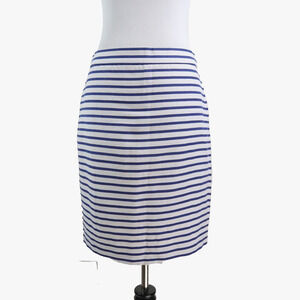 NWT J Crew Size 4 The Pencil Skirt Lined Nautical Stripe Blue White